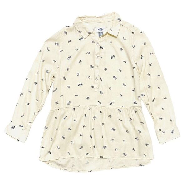 Cream Navy Floral Peplum Skirted Blouse - Picture 1 of 4